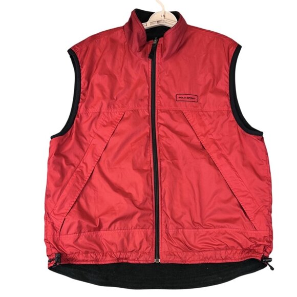 Vintage Polo Sport Ralph Lauren Mens XL Vest Red Polartec Thermal Pro Fleece - Picture 1 of 10